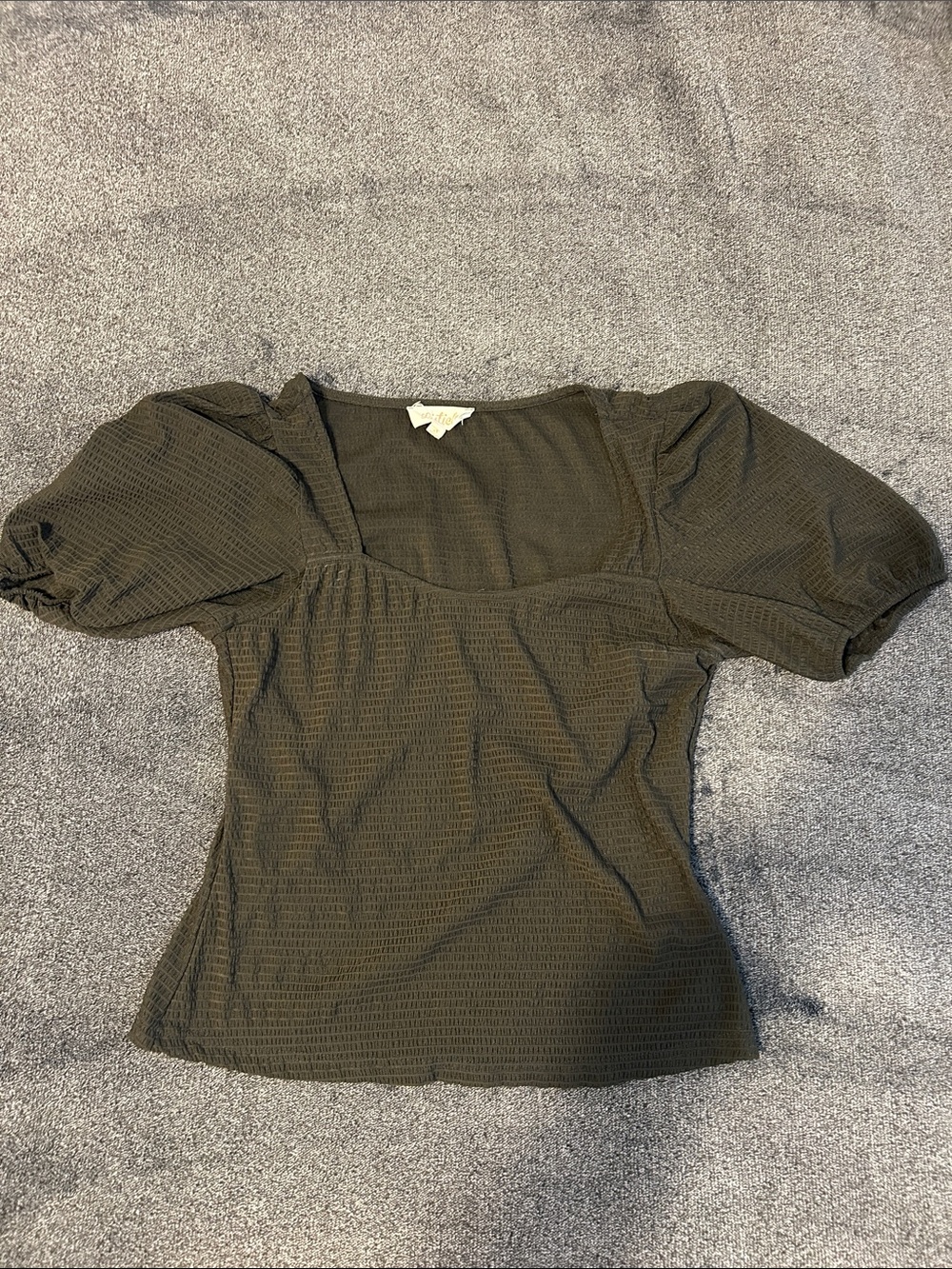 Listicle Olive Puff Sleeve Square Neck Blouse